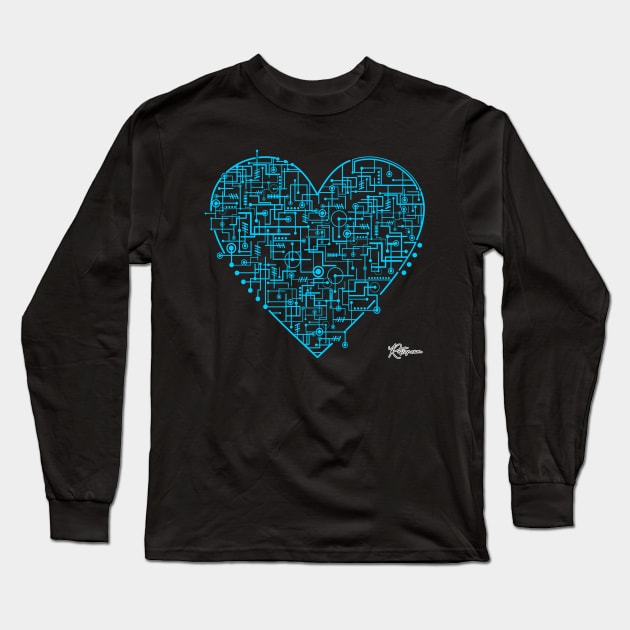 Technology Untamed: Technological Love Online Heart Long Sleeve T-Shirt by RuftupDesigns